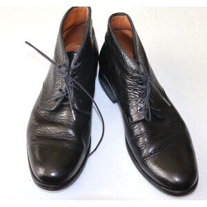 Vintage John Fluevog Worthington Chukka Boot Black Pebbled Leather Lace-Up 8.5